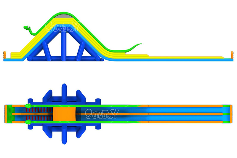 python giant inflatable slide side view and top view