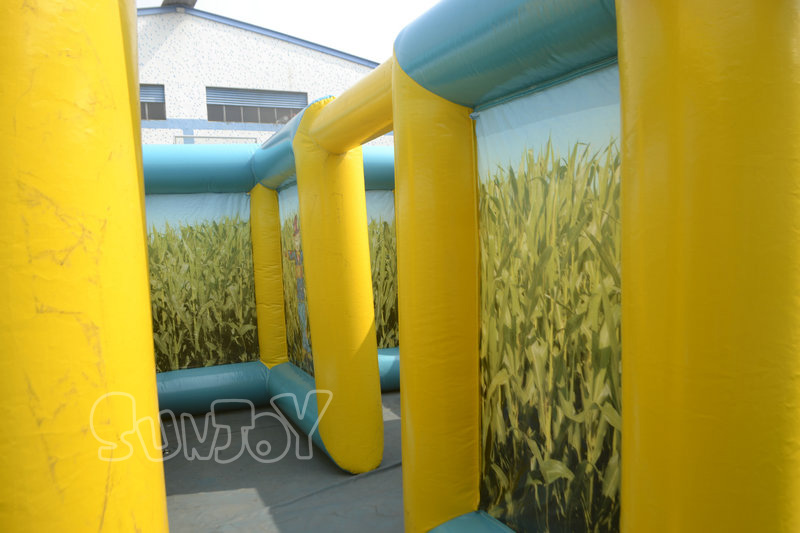 inflatable corn maze inside walls