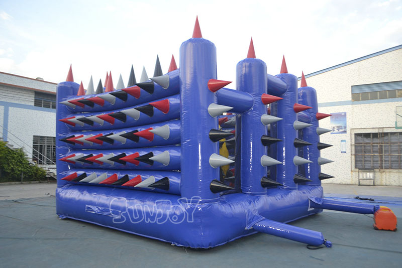 spikes bounce house outside