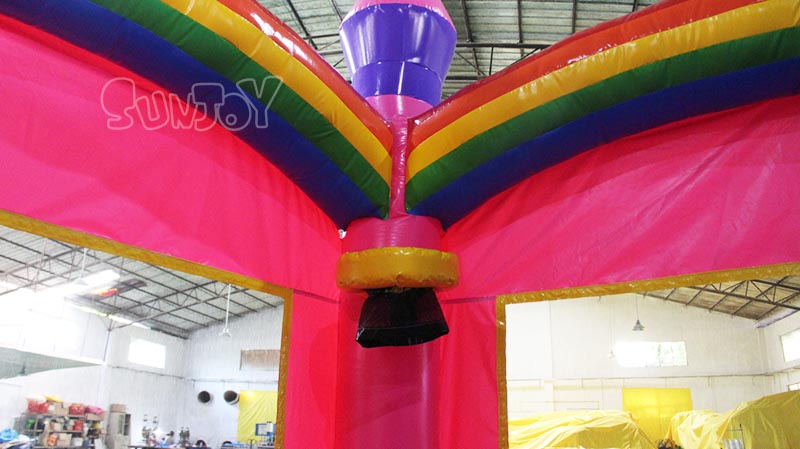 pink unicorn bouncy castle basketball hoop