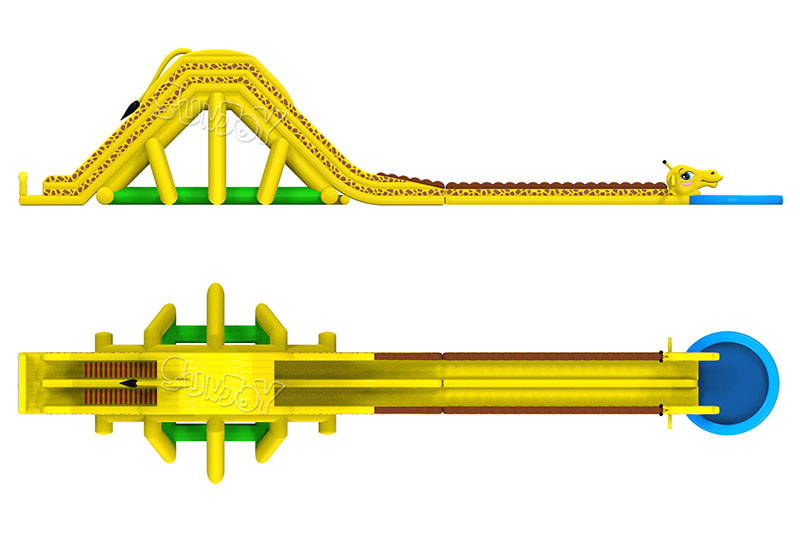 giant giraffe inflatable water slide side view and top view