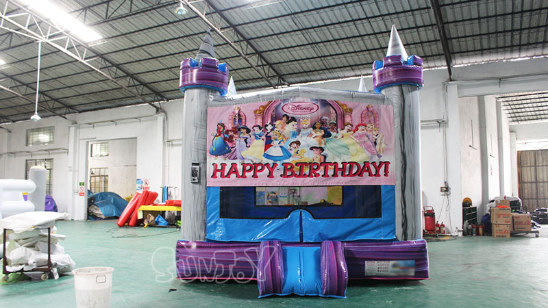 changeable theme bouncy castle with princess banner