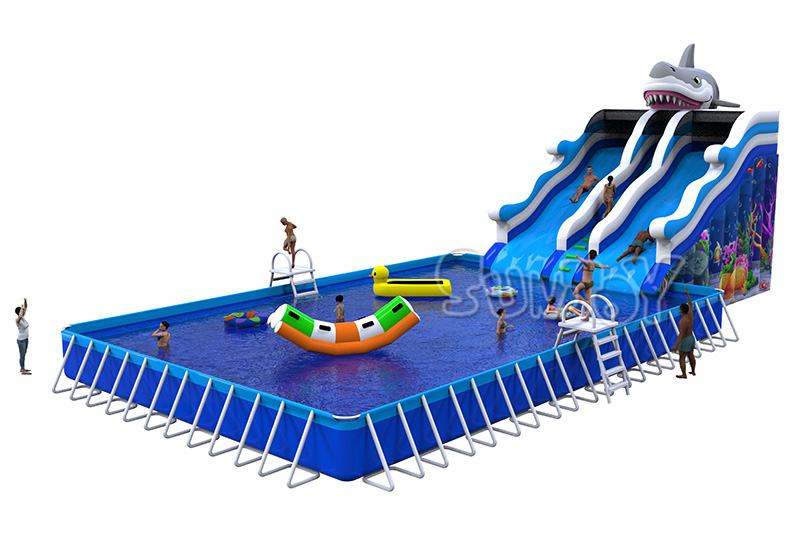 shark inflatable water slide for pool effect picture 2