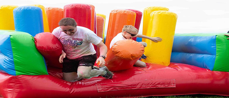 inflatable pillar forest obstacle