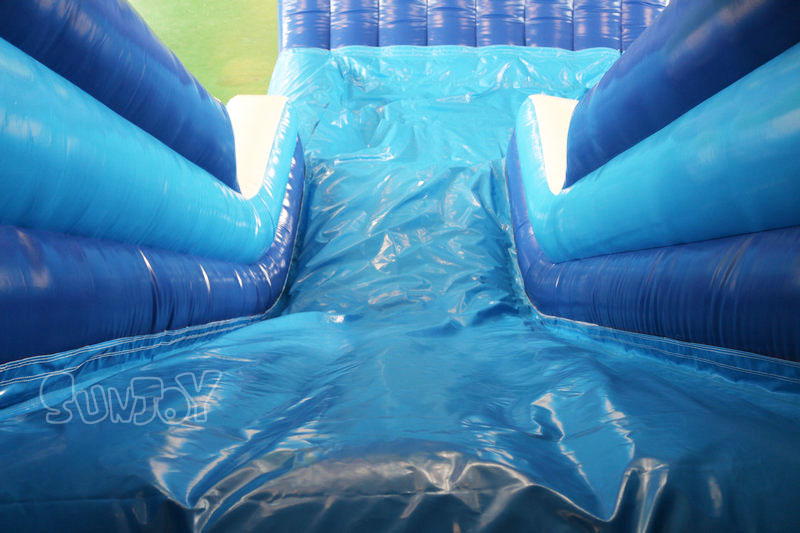 blue arched end water slide sliding