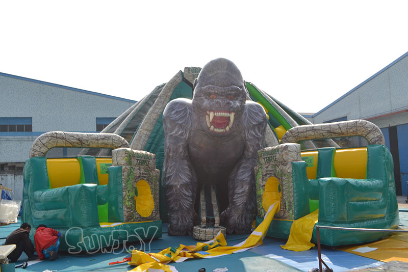 forbidden temple inflatable slide