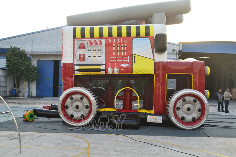 fire truck bounce house entrance