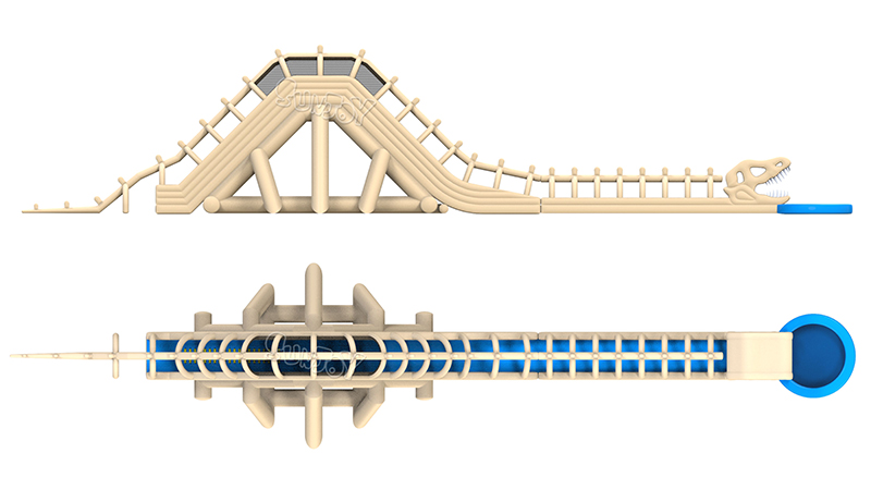 giant dinosaur skeleton water slide side and top view giant dinosaur skeleton water slide side and top view