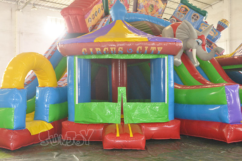 big circus city inflatable combo details 1
