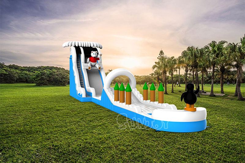 long polar bear water slide playground effect picture