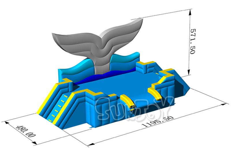 inflatable fish tail platform size