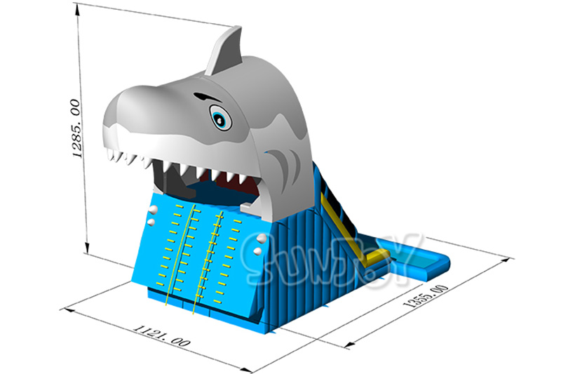 inflatable shark head slide size