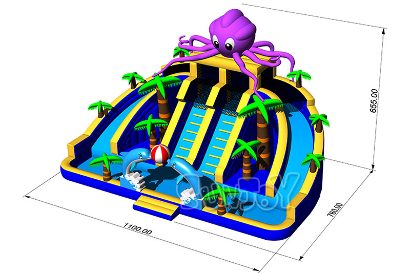 octopus dolphin water slide park size