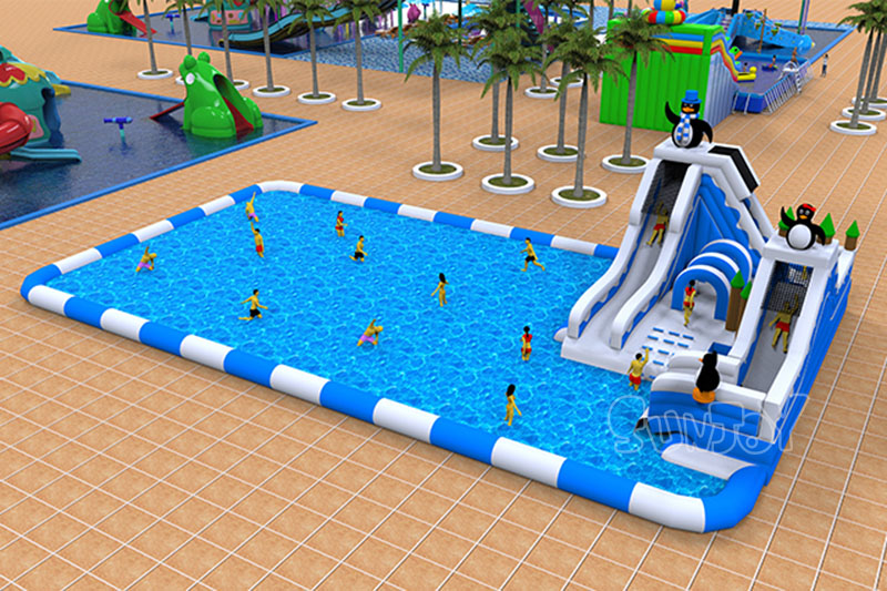 inflatable penguin slide water park effect picture 2