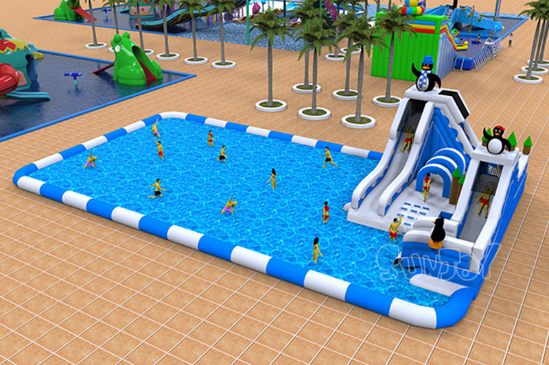 Penguins Water Slide Inflatable Water Park